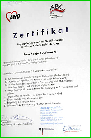 Zertifikat qualifizierte Pflege - Kinder mit Behinderung - Sonja Kuschmierz